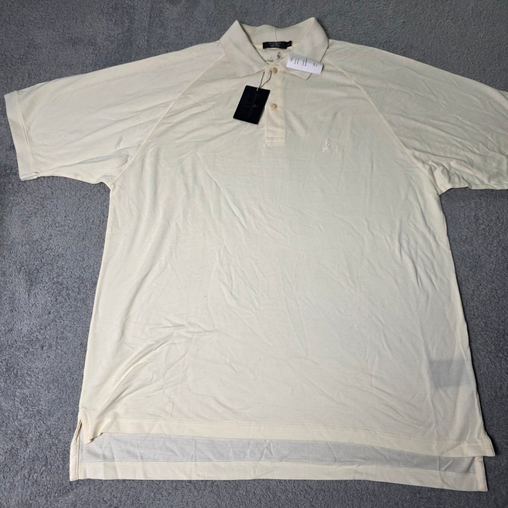 Johnnie Walker Mens XL Polo Shirt Wool White Mercerized Cotton Logo JFO1140 NWT